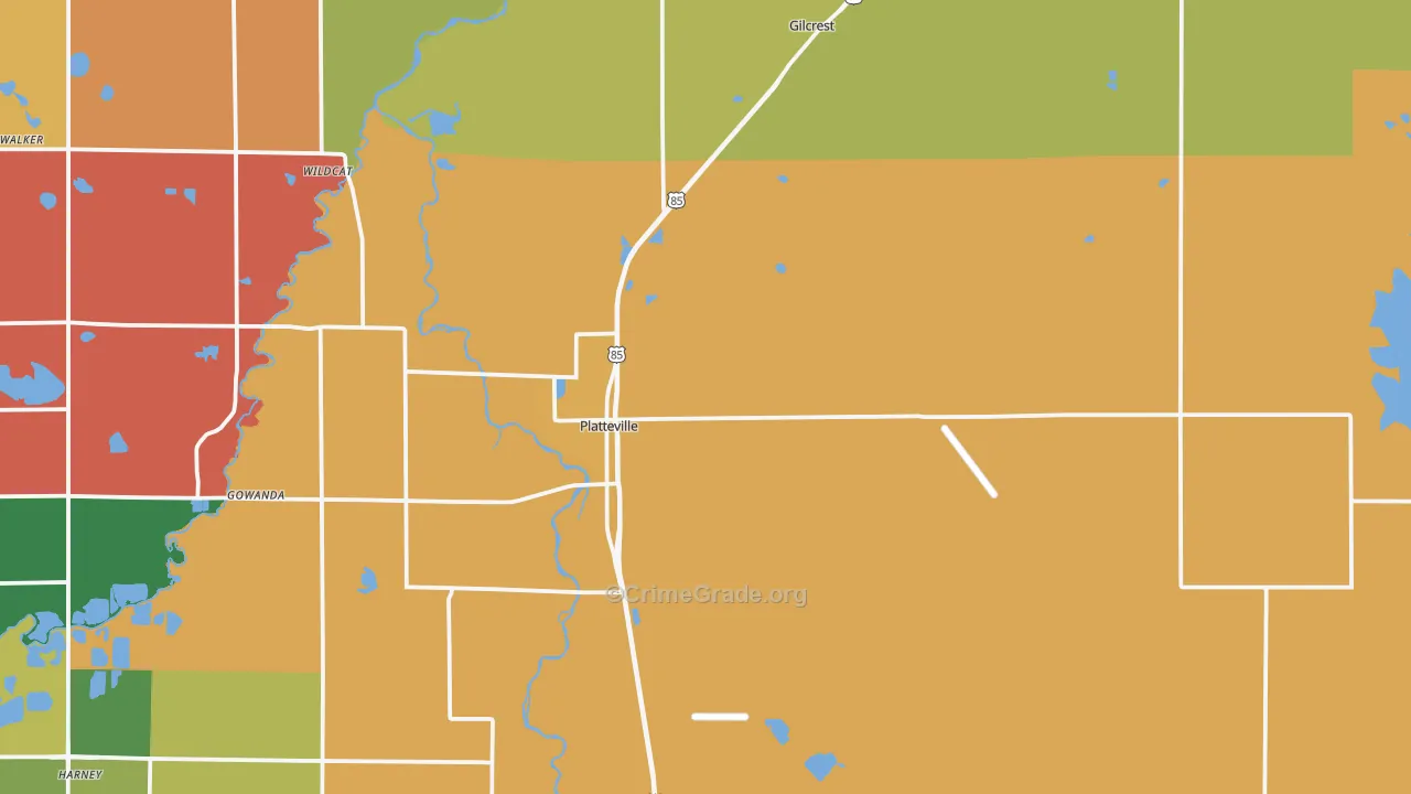Platteville, CO Map of Murder Rates