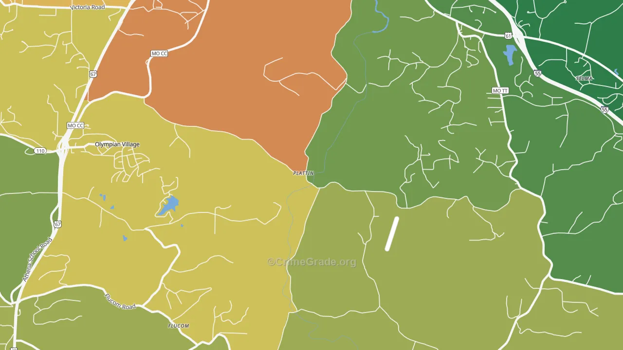 Plattin, MO Map of Murder Rates
