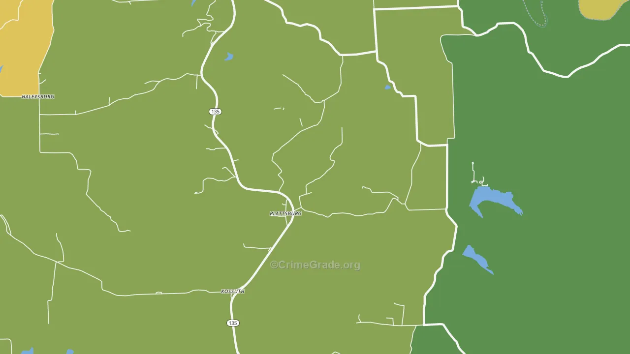 Plattsburg, IN Map of Murder Rates