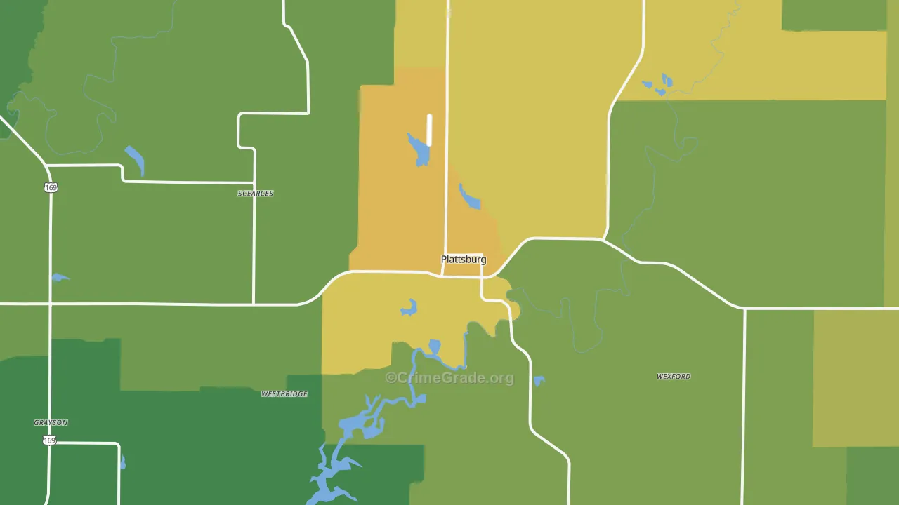 Plattsburg, MO Map of Murder Rates