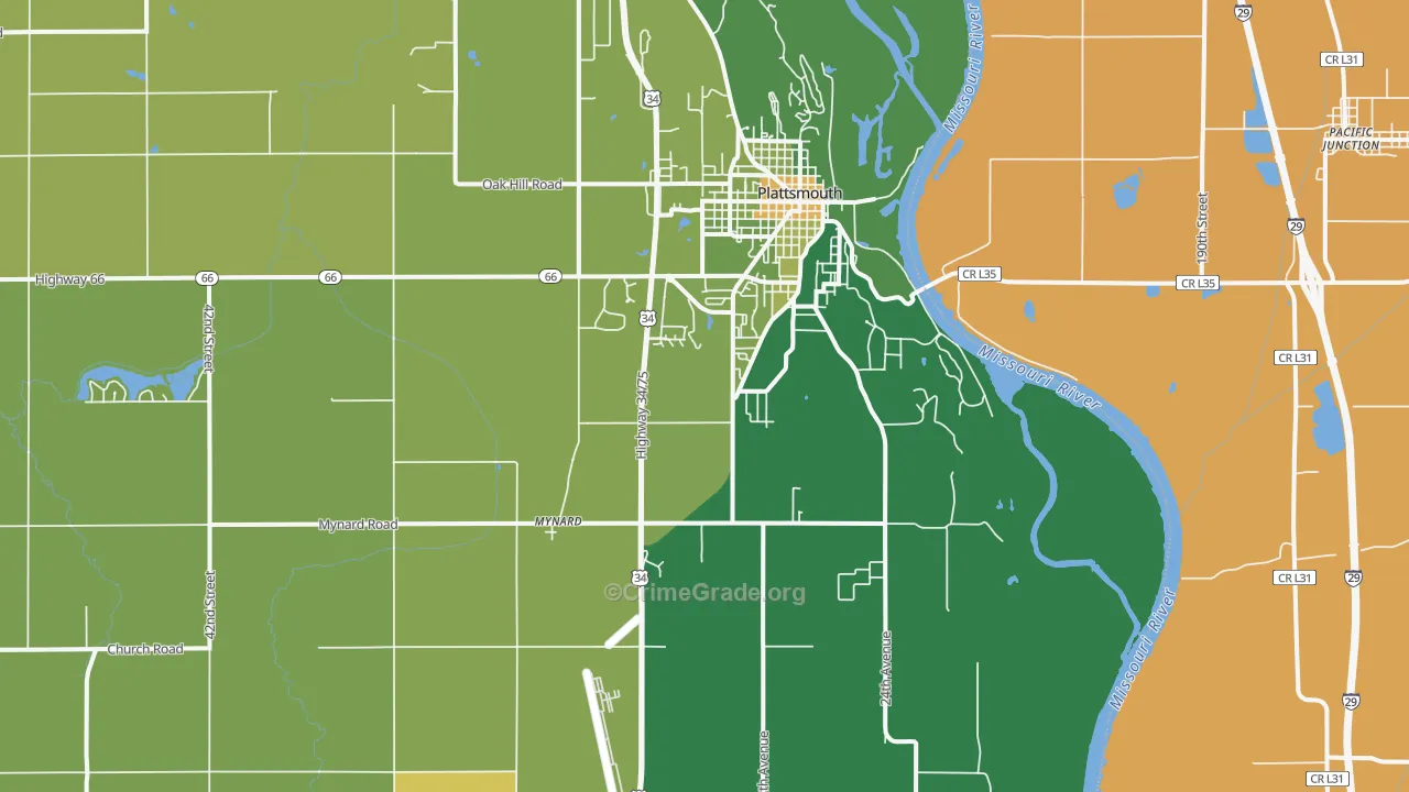 Plattsmouth, NE Map of Murder Rates