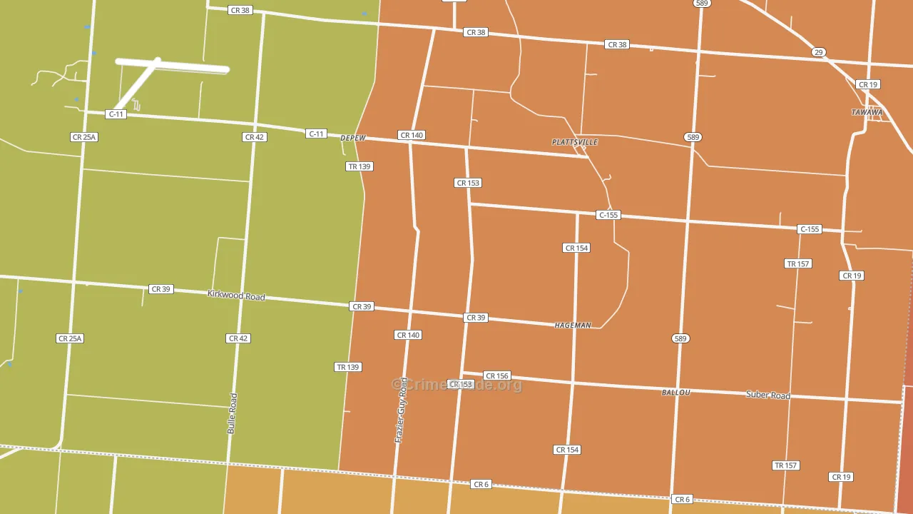 Plattsville, OH Map of Murder Rates