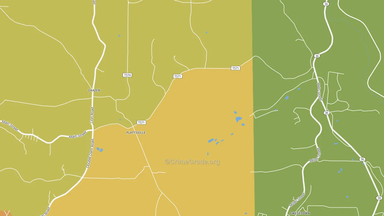 Plattsville, PA Map of Murder Rates