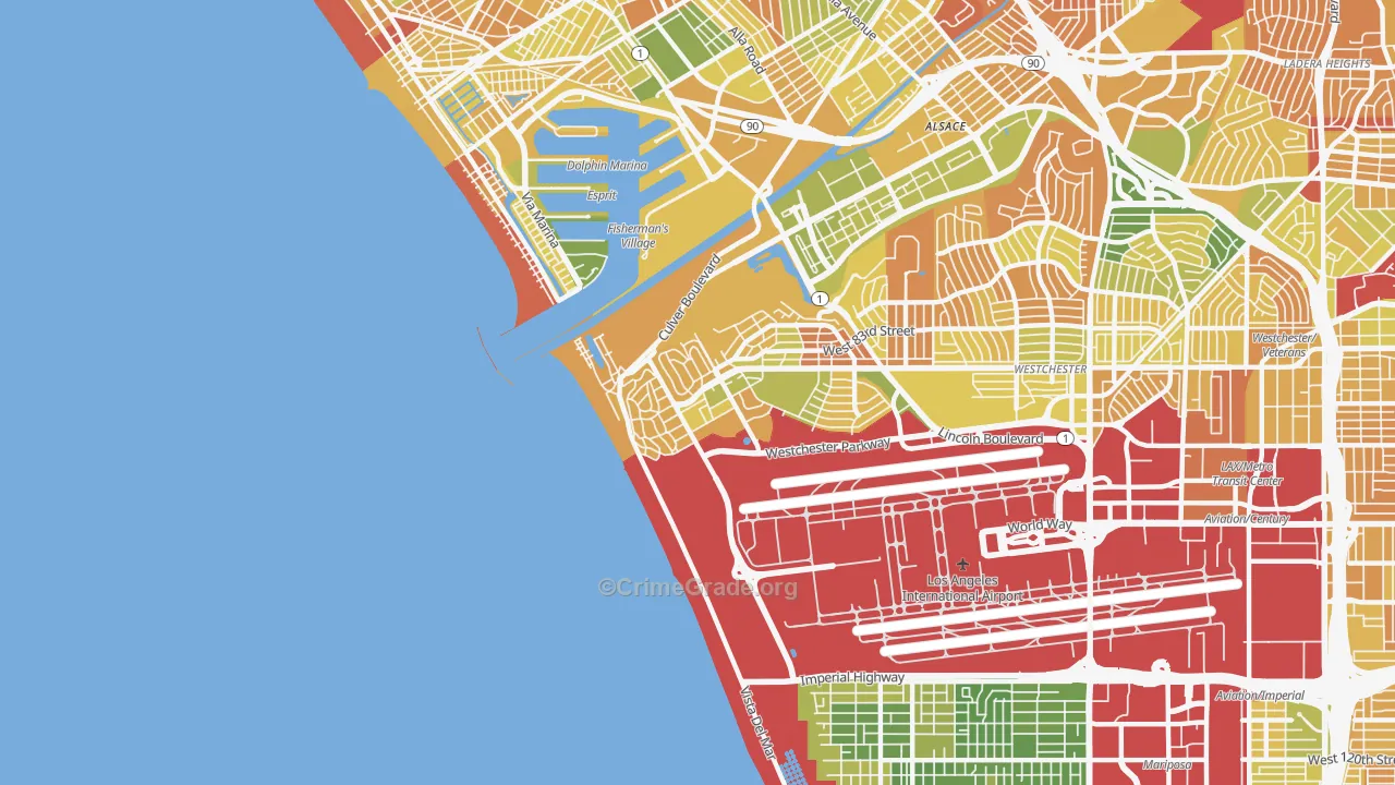 Playa Del Rey, CA Map of Murder Rates