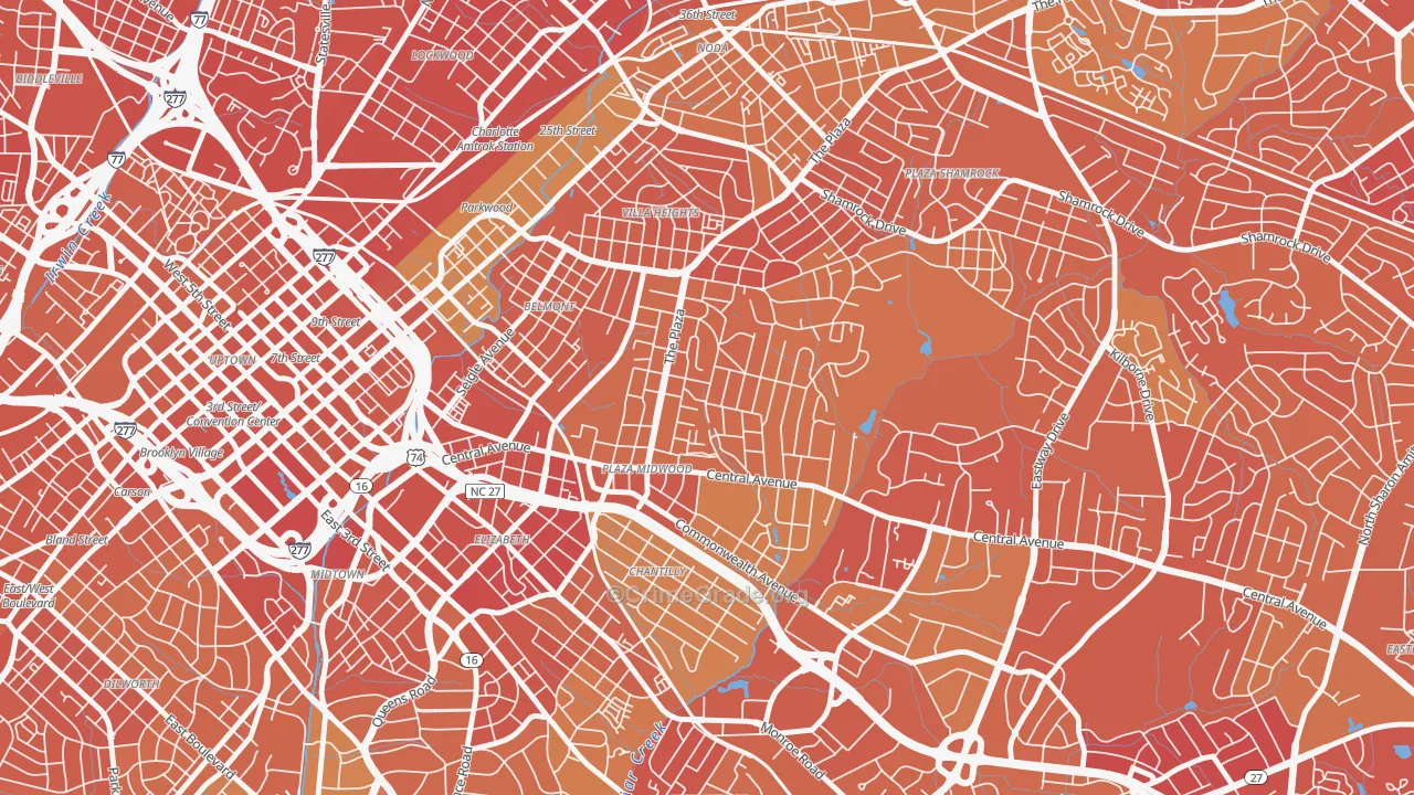 Plaza Midwood, Charlotte, NC Map of Murder Rates