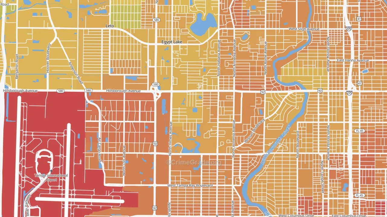 Plaza Terrace, Tampa, FL Map of Murder Rates
