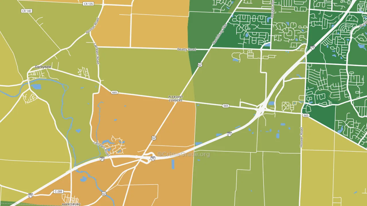 Pleasant Corners, OH Map of Murder Rates