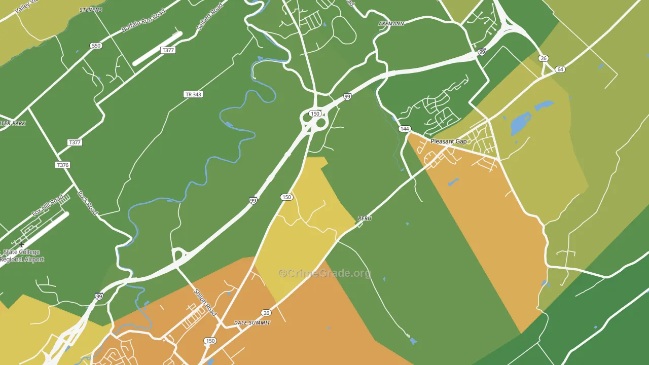 Pleasant Gap, PA Map of Murder Rates