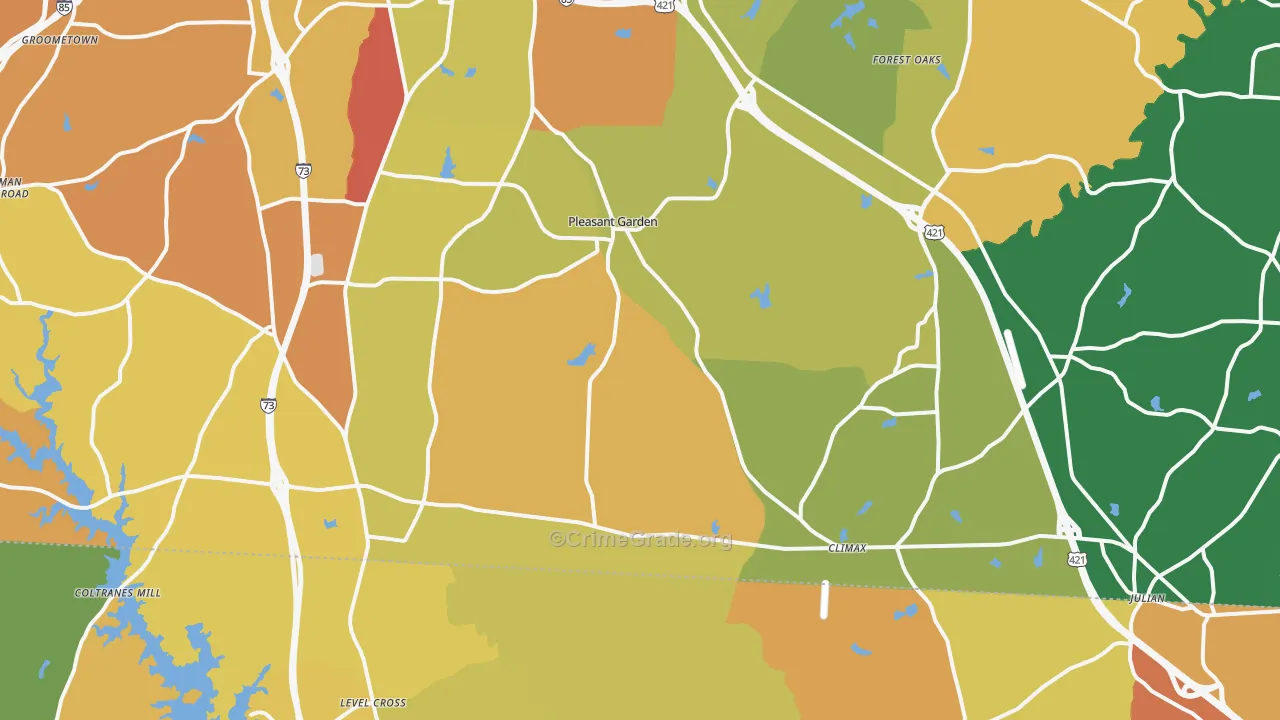 Pleasant Garden, NC Map of Murder Rates