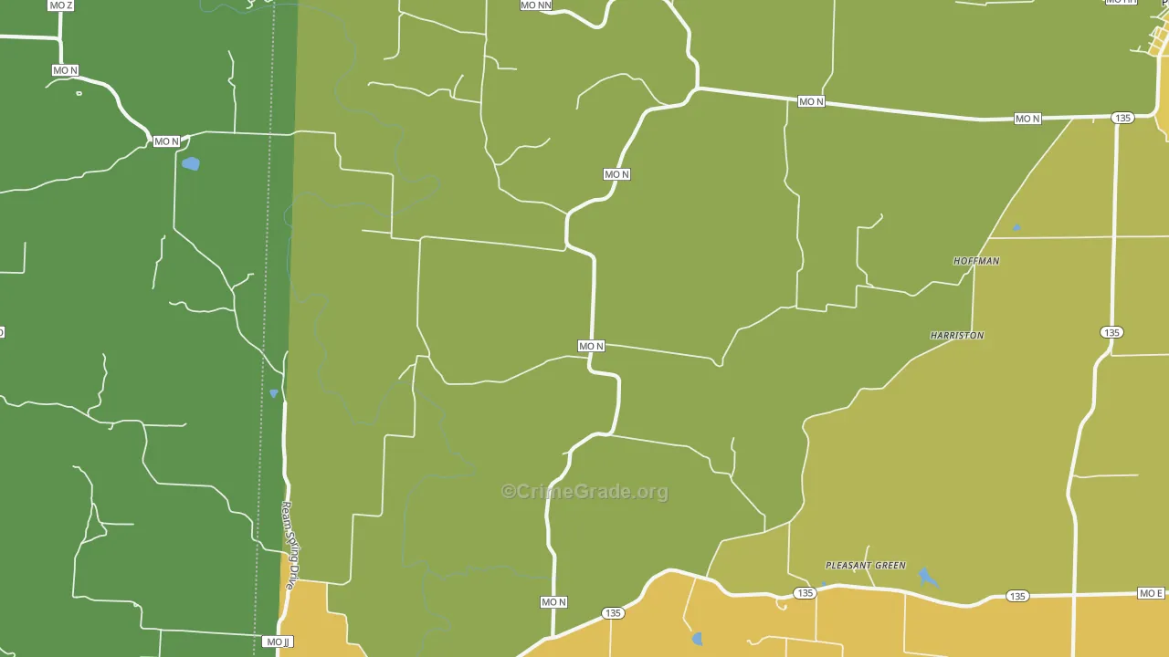 Pleasant Green, MO Map of Murder Rates