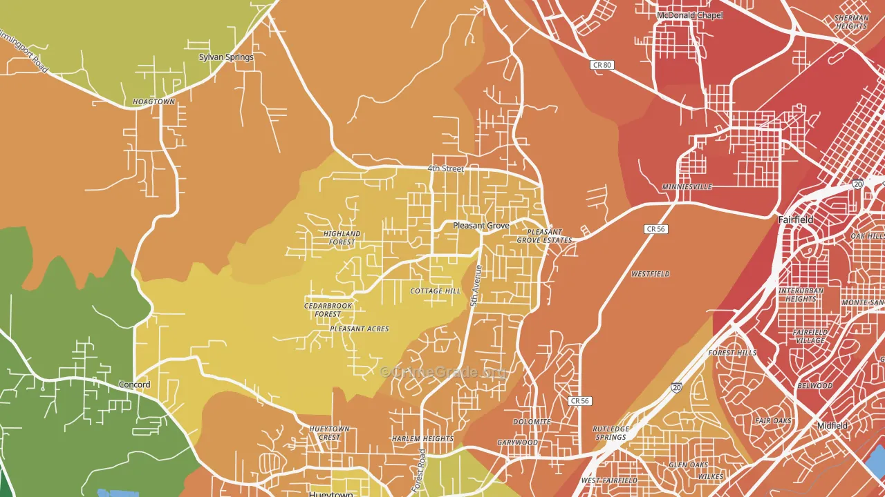 Pleasant Grove, AL Map of Murder Rates