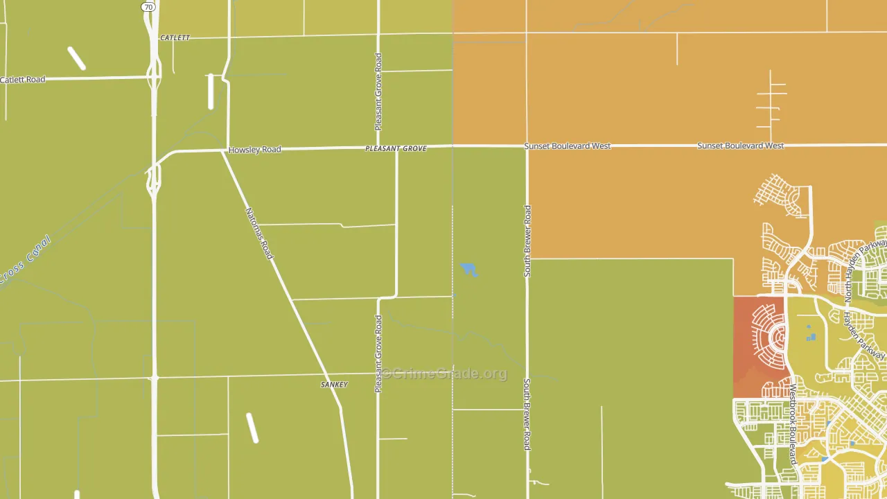 Pleasant Grove, CA Map of Murder Rates