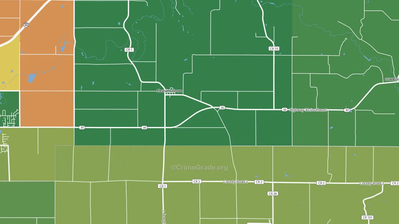 Pleasant Grove, MN Map of Murder Rates