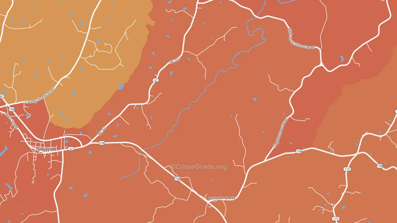 Pleasant Grove, NC Map of Murder Rates