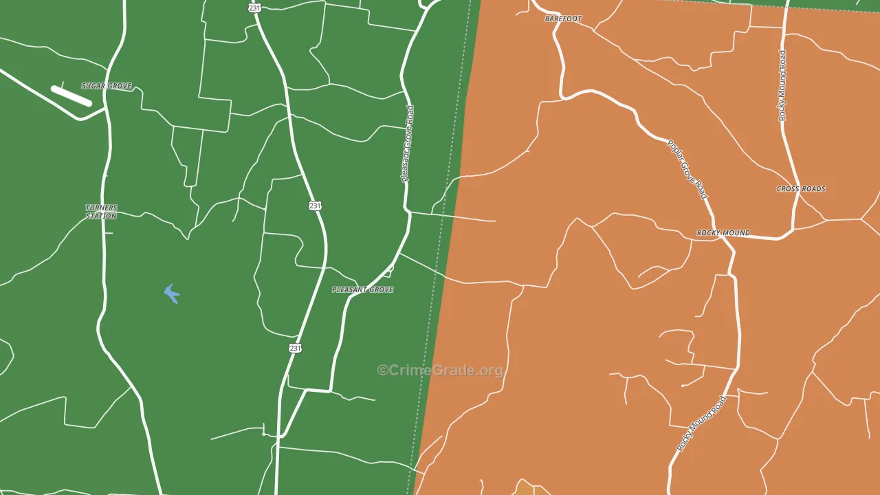 Pleasant Grove, TN Map of Murder Rates