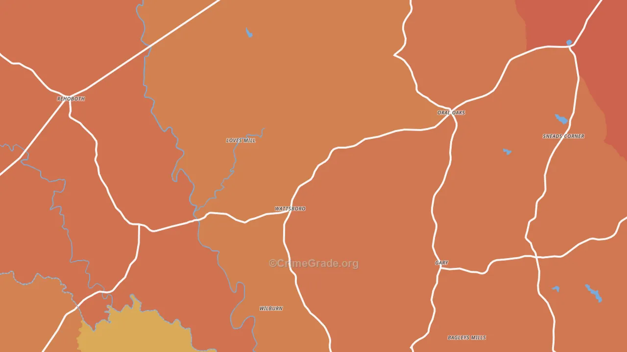 Pleasant Grove, VA Map of Murder Rates