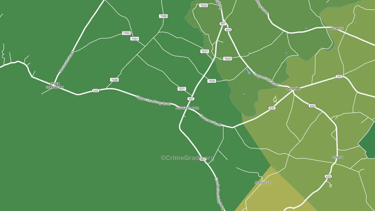 Pleasant Hall, PA Map of Murder Rates