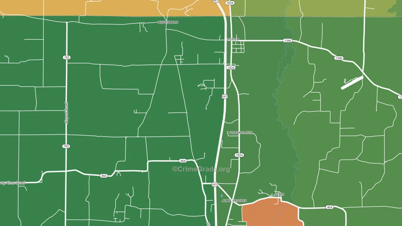Pleasant Hill, KY Map of Murder Rates