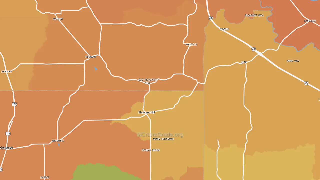 Pleasant Hill, LA Map of Murder Rates