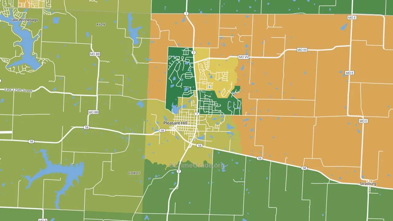 Pleasant Hill, MO Map of Murder Rates