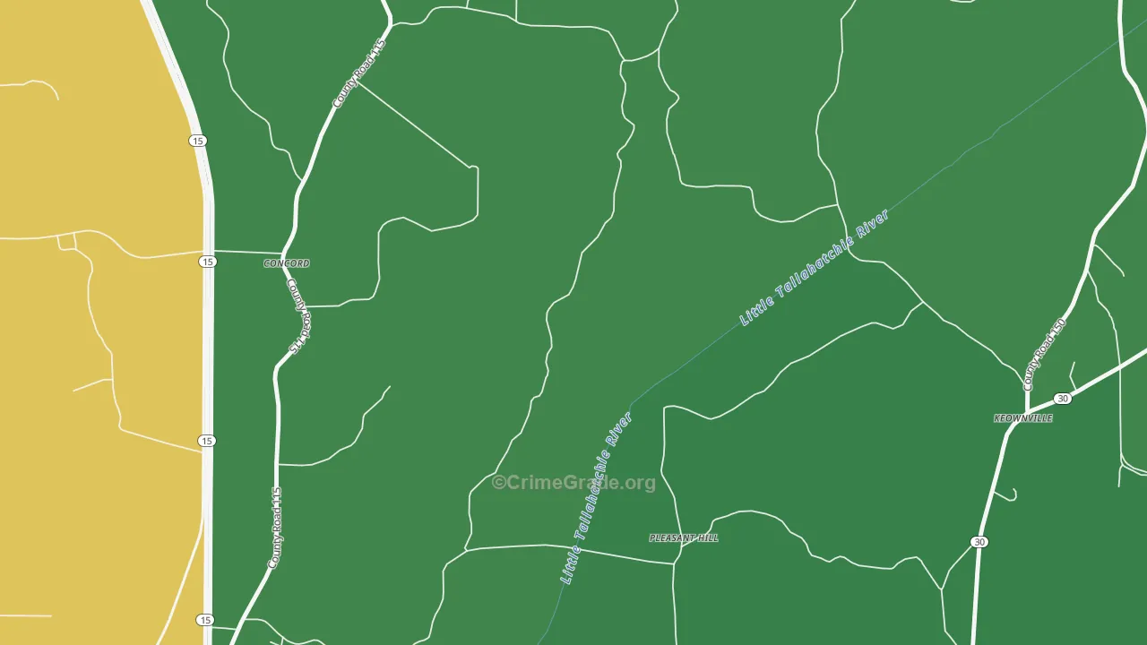 Pleasant Hill, MS Map of Murder Rates