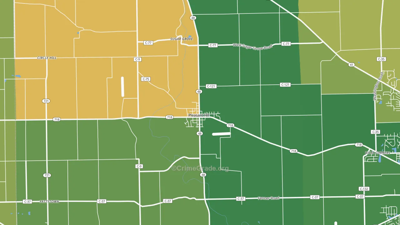 Pleasant Hill, OH Map of Murder Rates