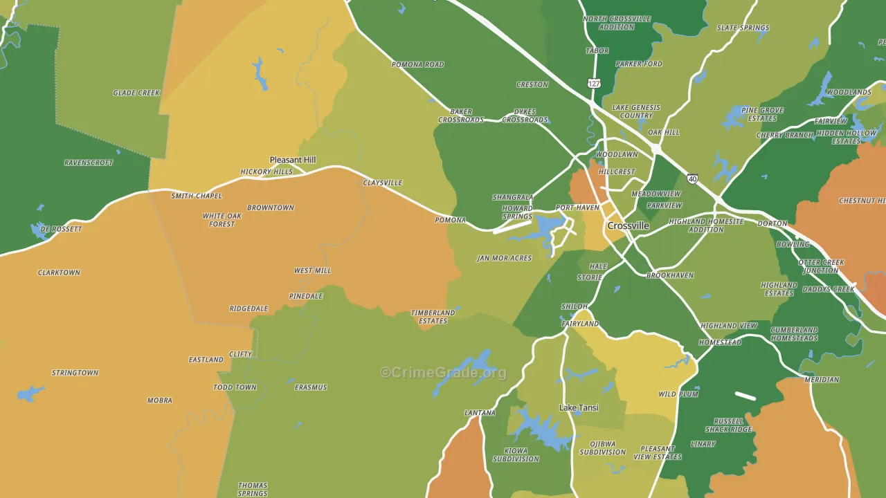 Pleasant Hill, TN Map of Murder Rates