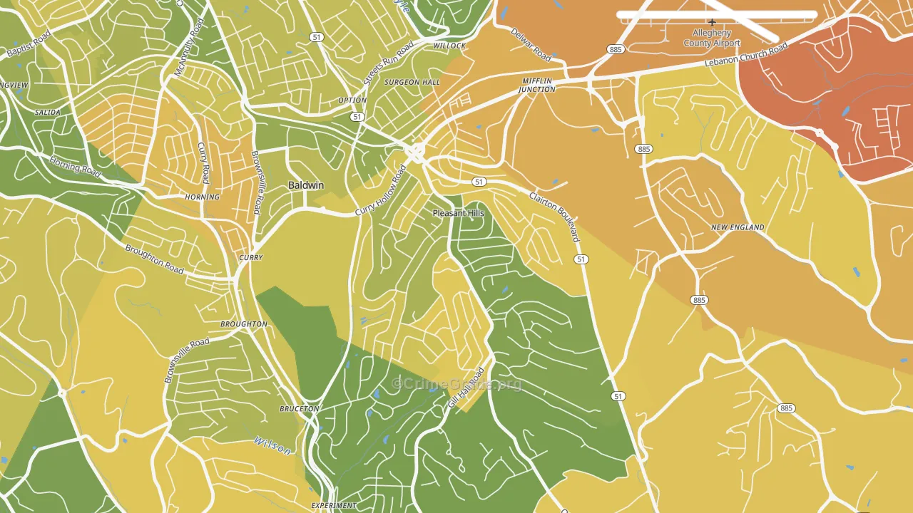 Pleasant Hills, PA Map of Murder Rates