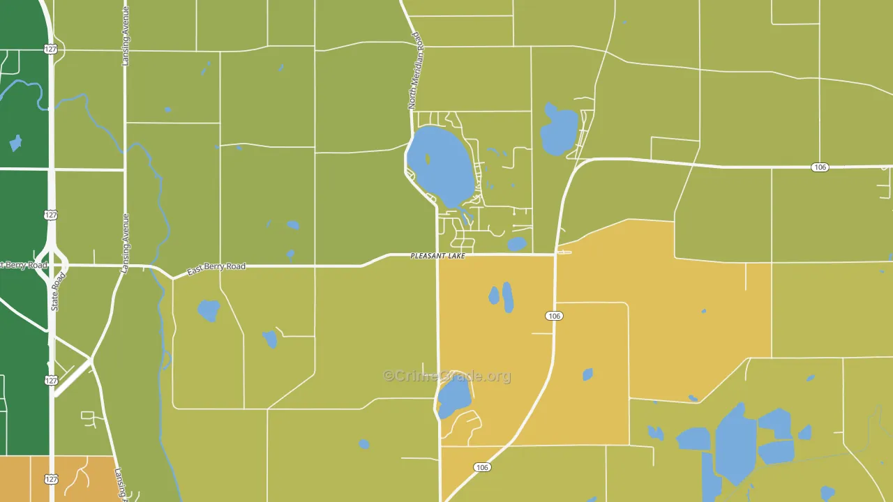 Pleasant Lake, MI Map of Murder Rates