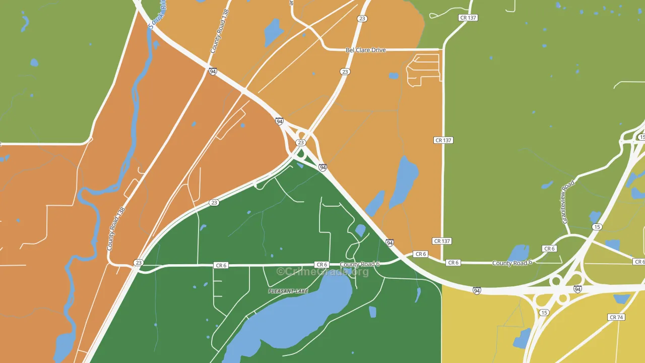 Pleasant Lake, MN Map of Murder Rates