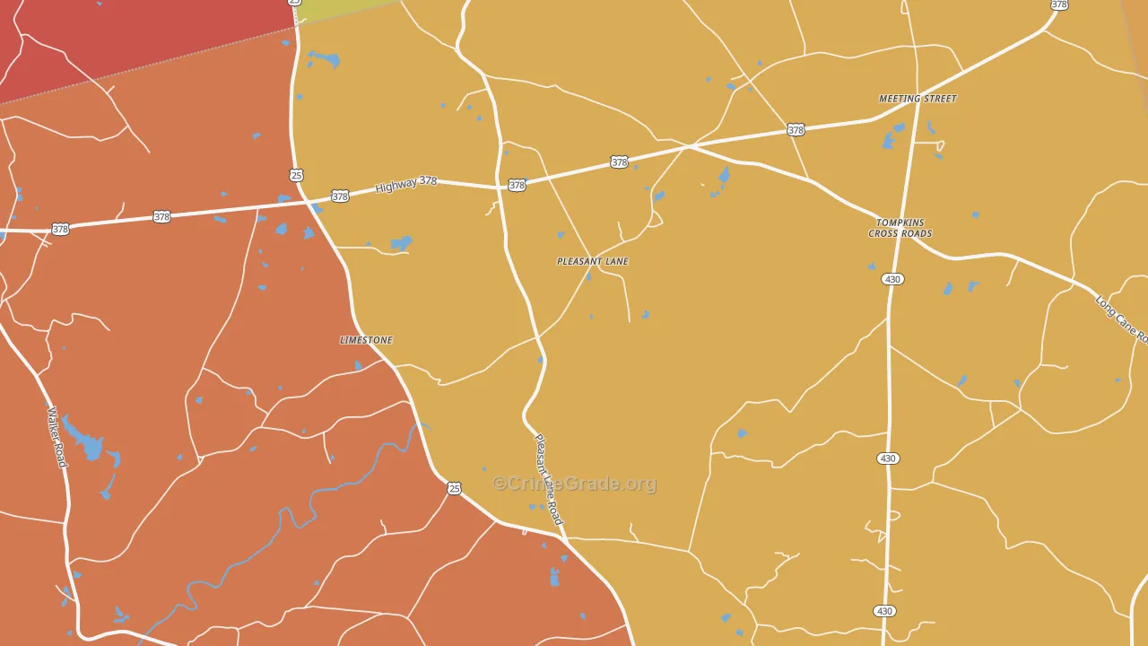 Pleasant Lane, SC Map of Murder Rates