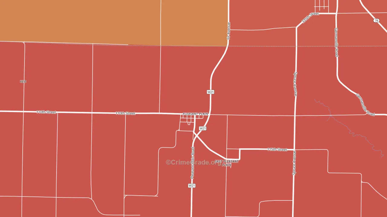 Pleasant Plain, IA Map of Murder Rates