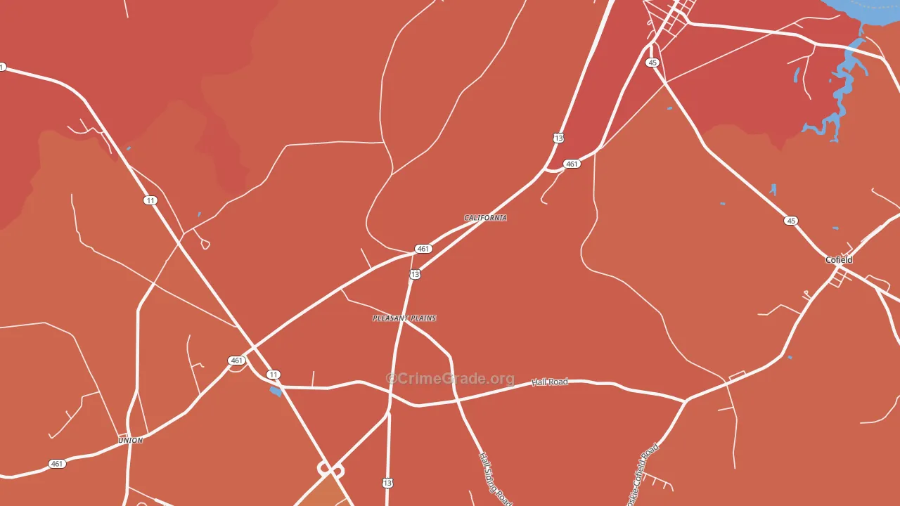 Pleasant Plains, NC Map of Murder Rates
