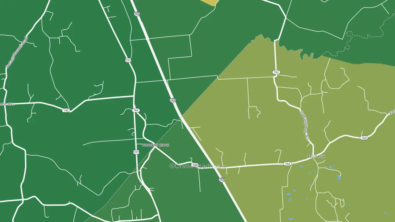 Pleasant Ridge, KY Map of Murder Rates