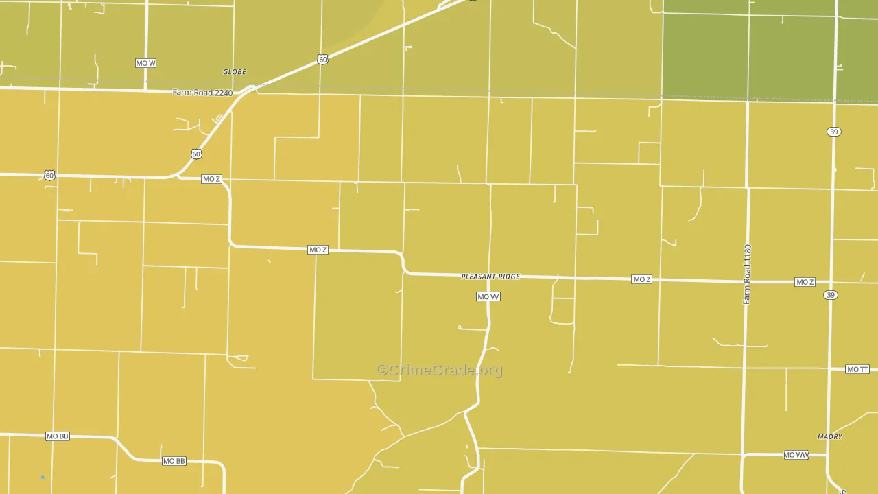 Pleasant Ridge, MO Map of Murder Rates