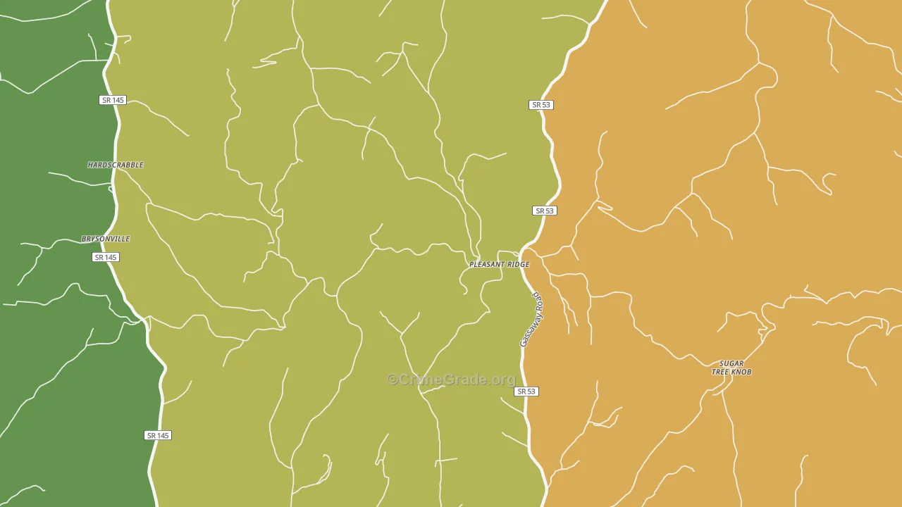 Pleasant Ridge, TN Map of Murder Rates
