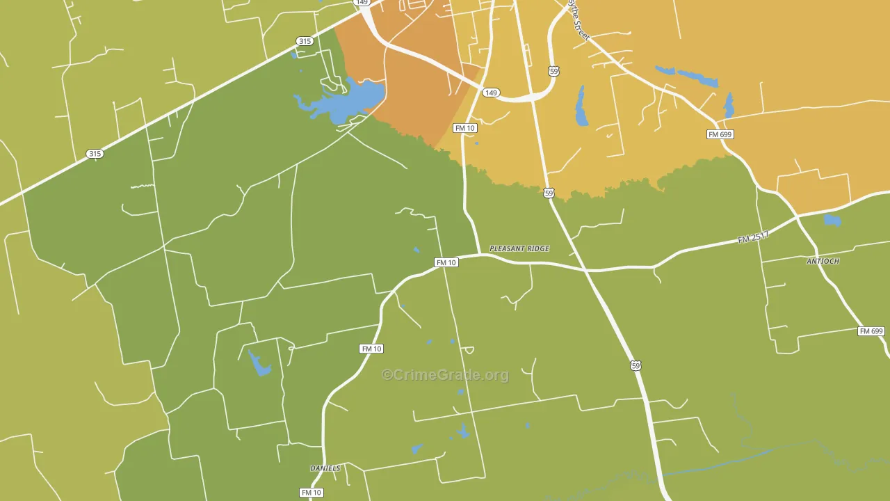 Pleasant Ridge, TX Map of Murder Rates