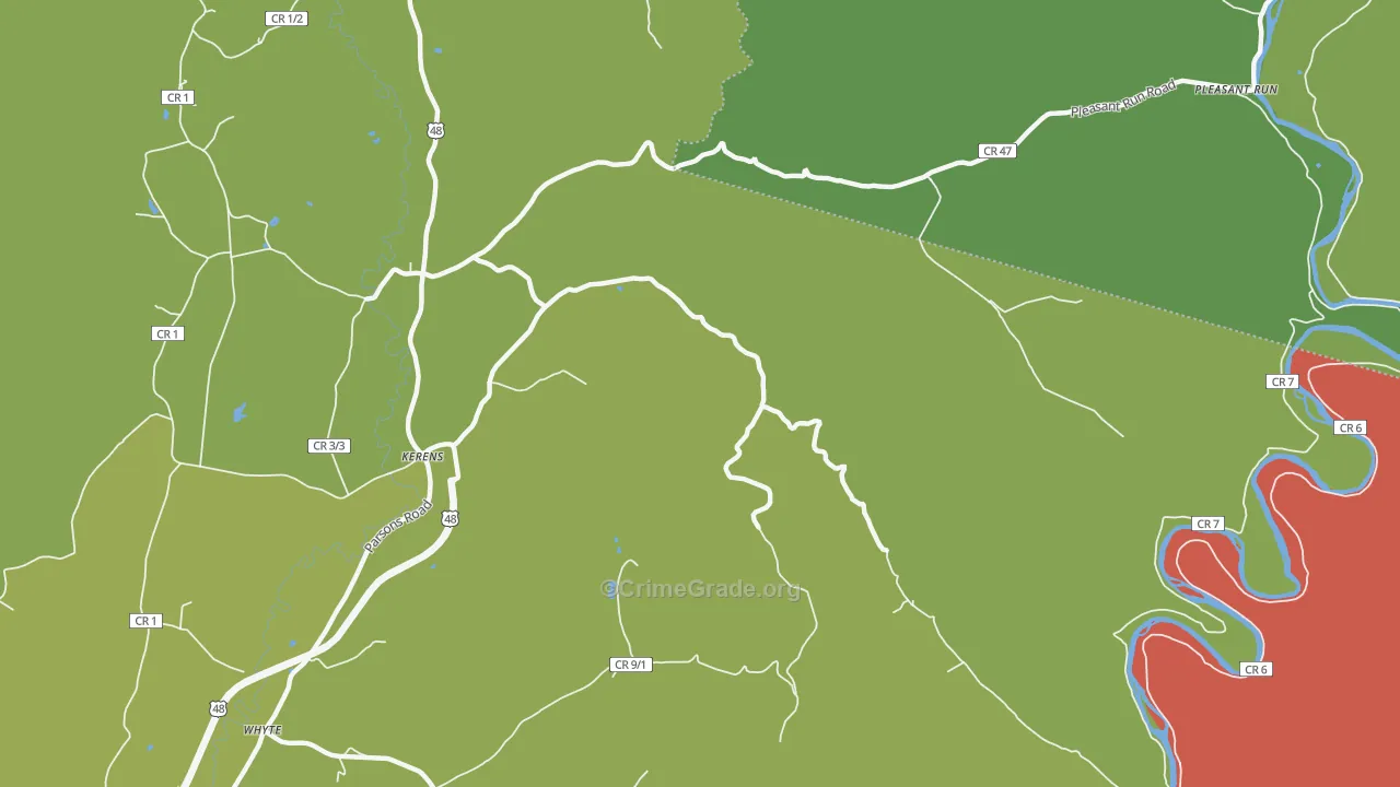 Pleasant Run, WV Map of Murder Rates