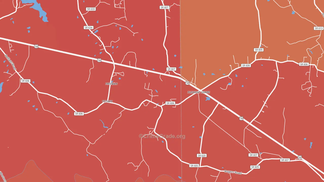 Pleasant Shade, VA Map of Murder Rates