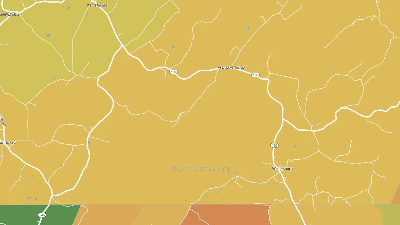 Pleasant Union, PA Map of Murder Rates