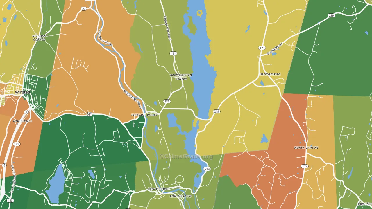 Pleasant Valley, CT Map of Murder Rates