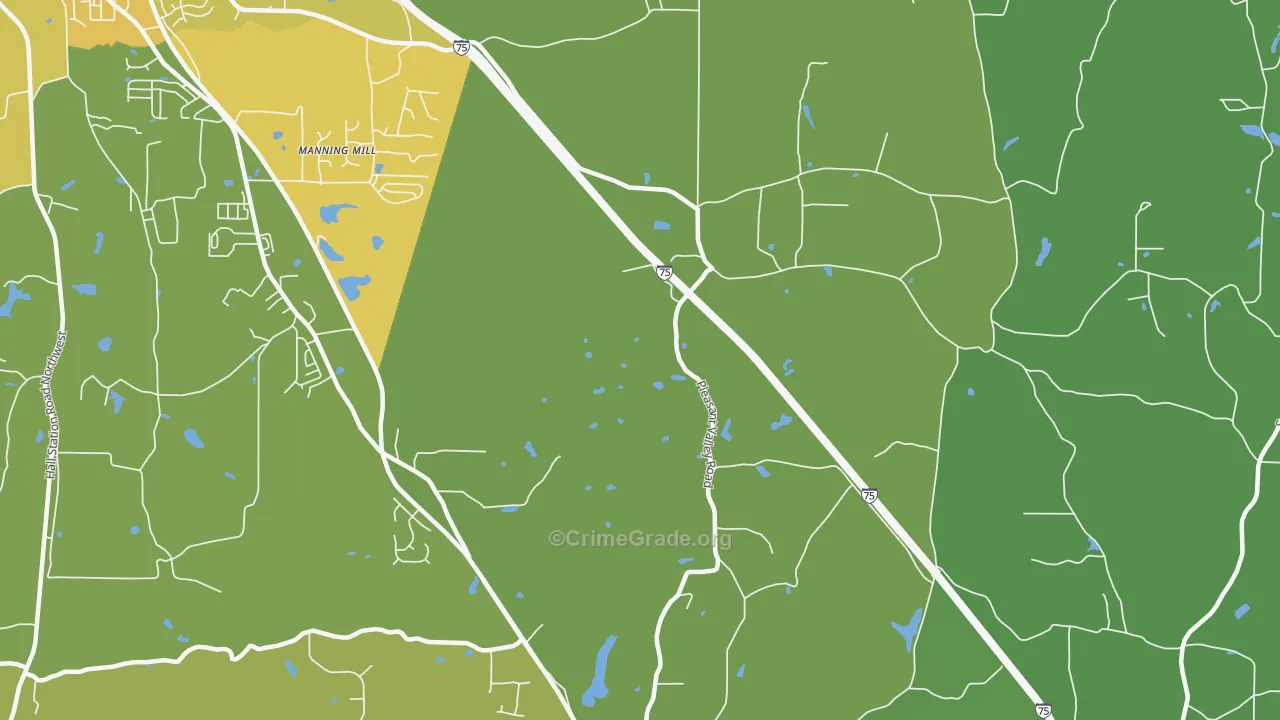 Pleasant Valley, GA Map of Murder Rates