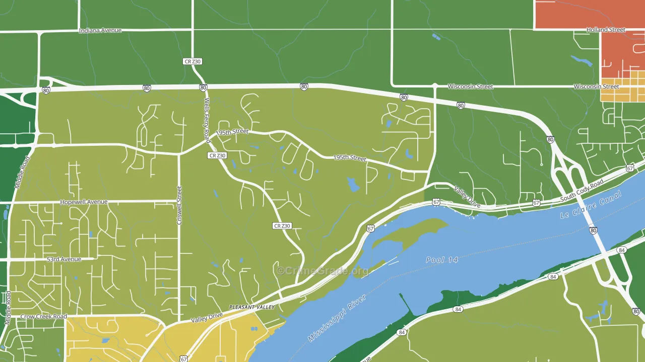 Pleasant Valley, IA Map of Murder Rates