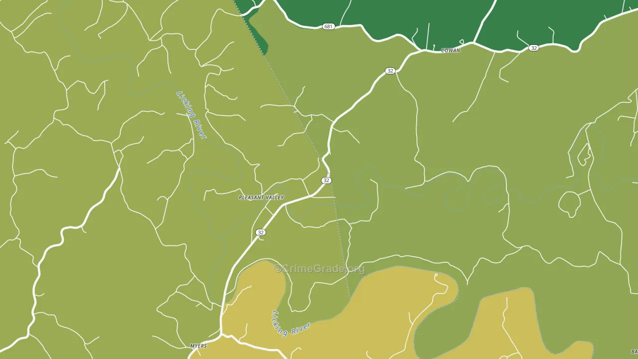 Pleasant Valley, KY Map of Murder Rates