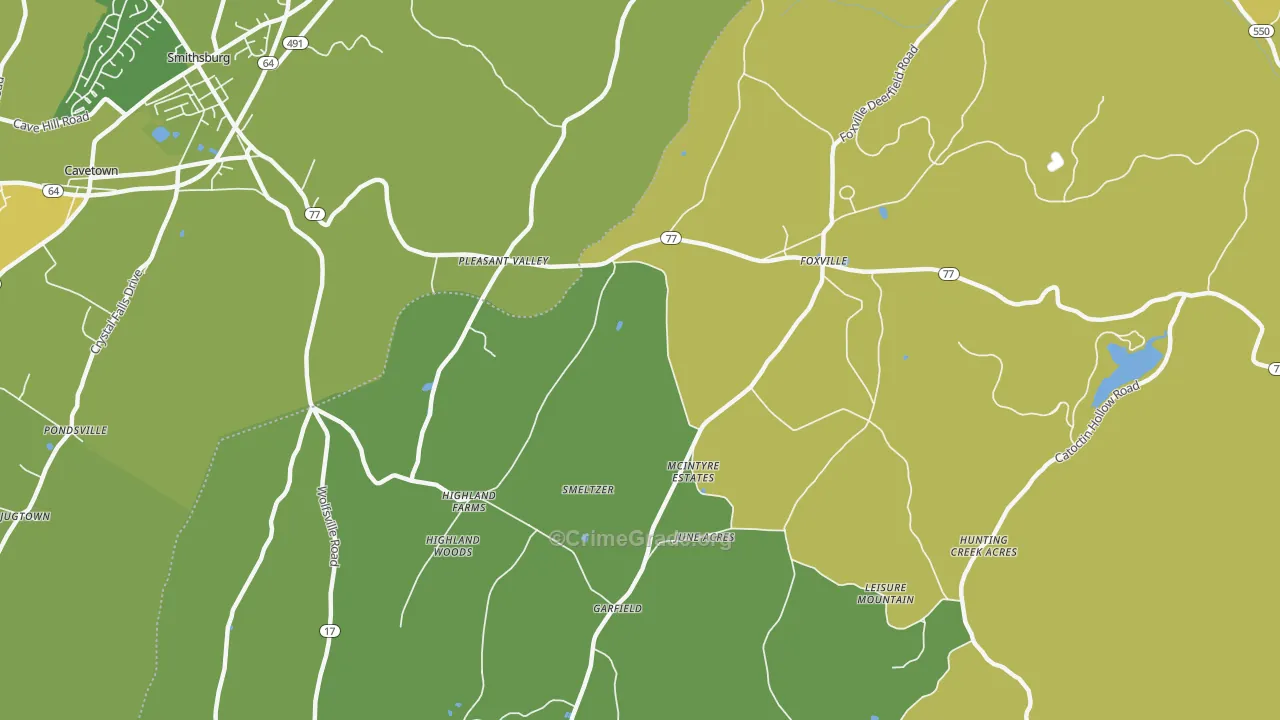 Pleasant Valley, MD Map of Murder Rates