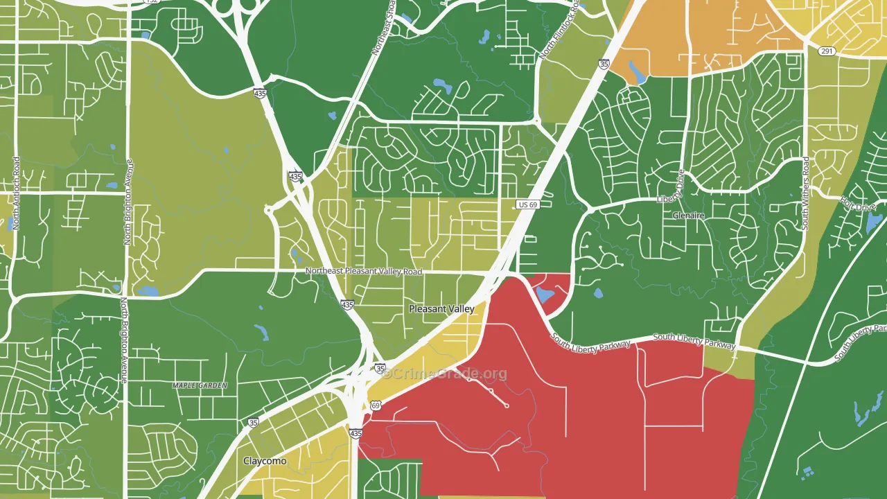 Pleasant Valley, MO Map of Murder Rates