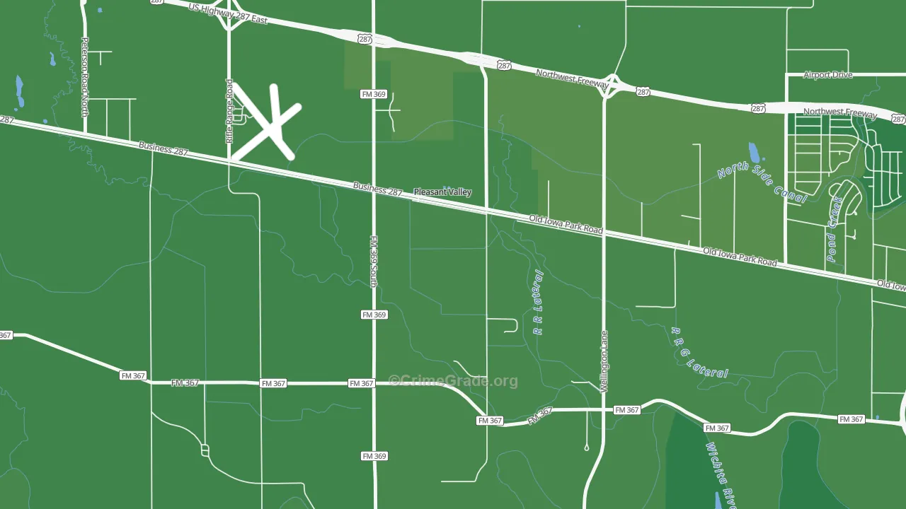 Pleasant Valley, TX Map of Murder Rates