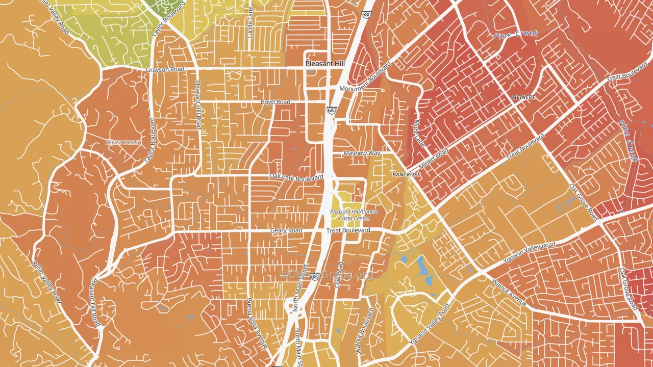 Pleasant Valley, Walnut Creek, CA Map of Murder Rates