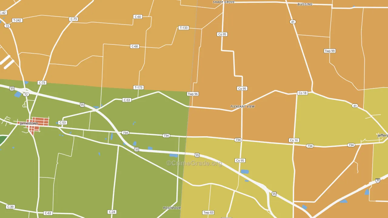 Pleasant View, OH Map of Murder Rates