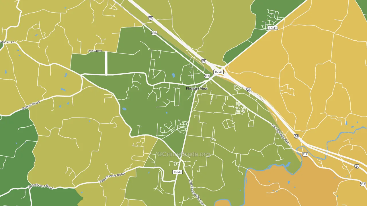 Pleasant View, TN Map of Murder Rates